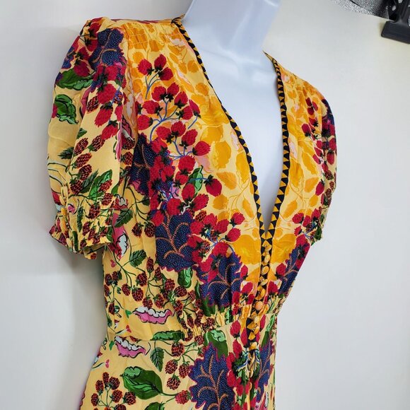 Saloni 100% Silk Lea Boho Chic Hourglass Resort Vacation Maxi Formal Dress 6 - Picture 9 of 14